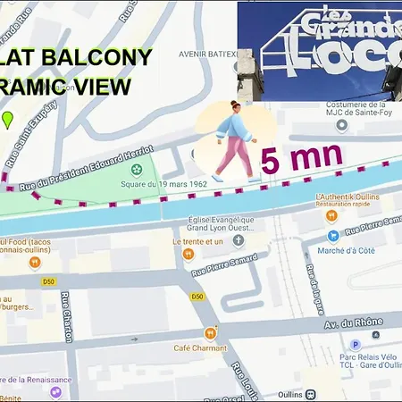 Cozy Flat Balcony Panoramic View 5m Metro B Oullins